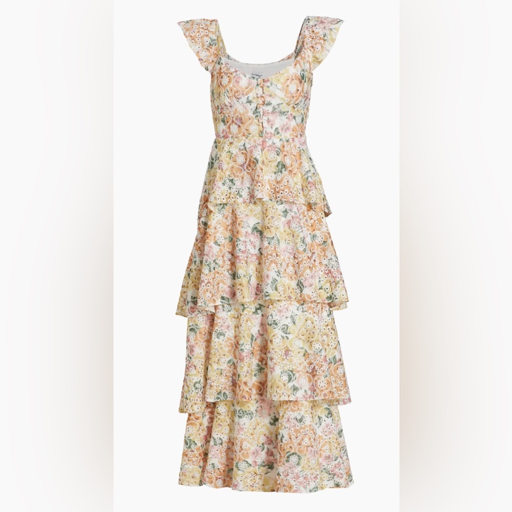 En Saison NWT Floral Romantic Ruffle Embroidered Presley Midi Dress Size Large - Picture 16 of 16